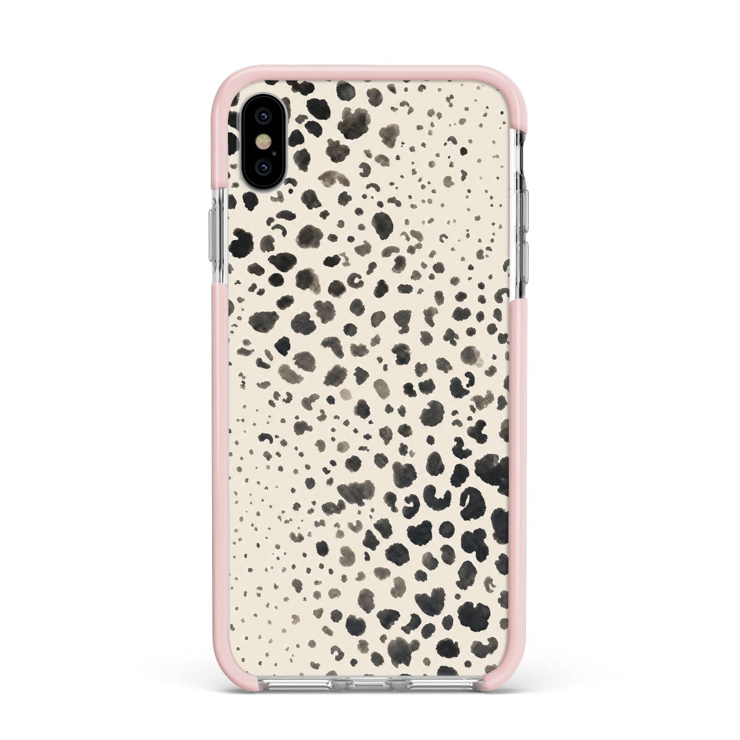 Wild Ink Apple iPhone Xs Max Impact Case Pink Edge on Silver Phone