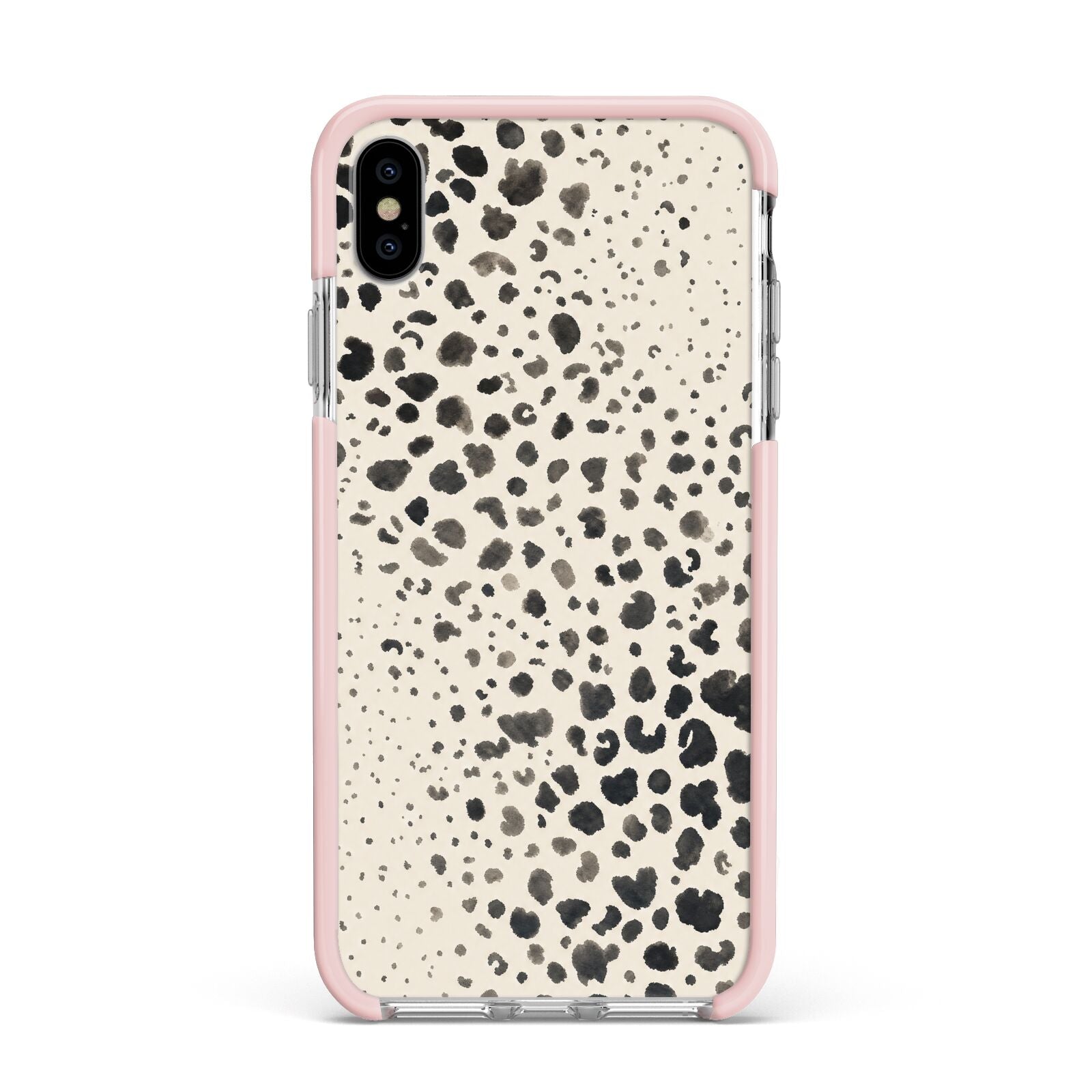 Wild Ink Apple iPhone Xs Max Impact Case Pink Edge on Silver Phone