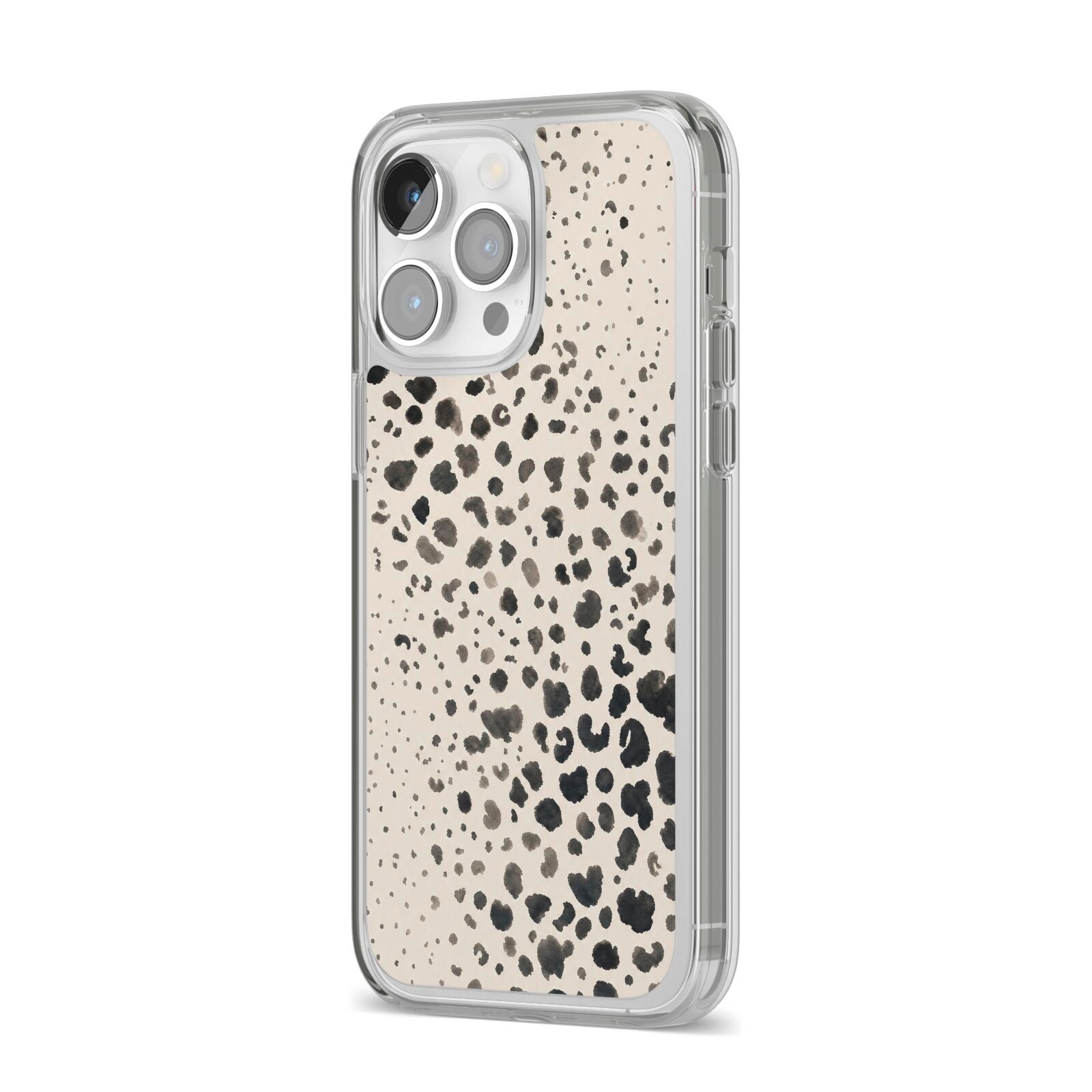 Wild Ink iPhone 14 Pro Max Clear Tough Case Silver Angled Image