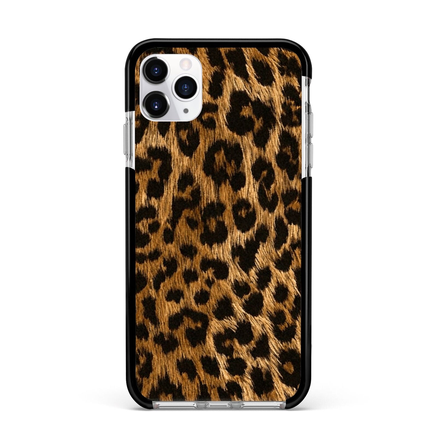 Wild Leopard Print Apple iPhone 11 Pro Max in Silver with Black Impact Case