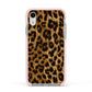 Wild Leopard Print Apple iPhone XR Impact Case Pink Edge on Silver Phone
