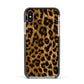 Wild Leopard Print Apple iPhone Xs Impact Case Black Edge on Gold Phone