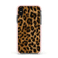 Wild Leopard Print Apple iPhone Xs Impact Case Pink Edge on Black Phone