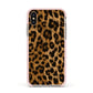 Wild Leopard Print Apple iPhone Xs Impact Case Pink Edge on Gold Phone