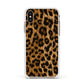 Wild Leopard Print Apple iPhone Xs Impact Case White Edge on Gold Phone