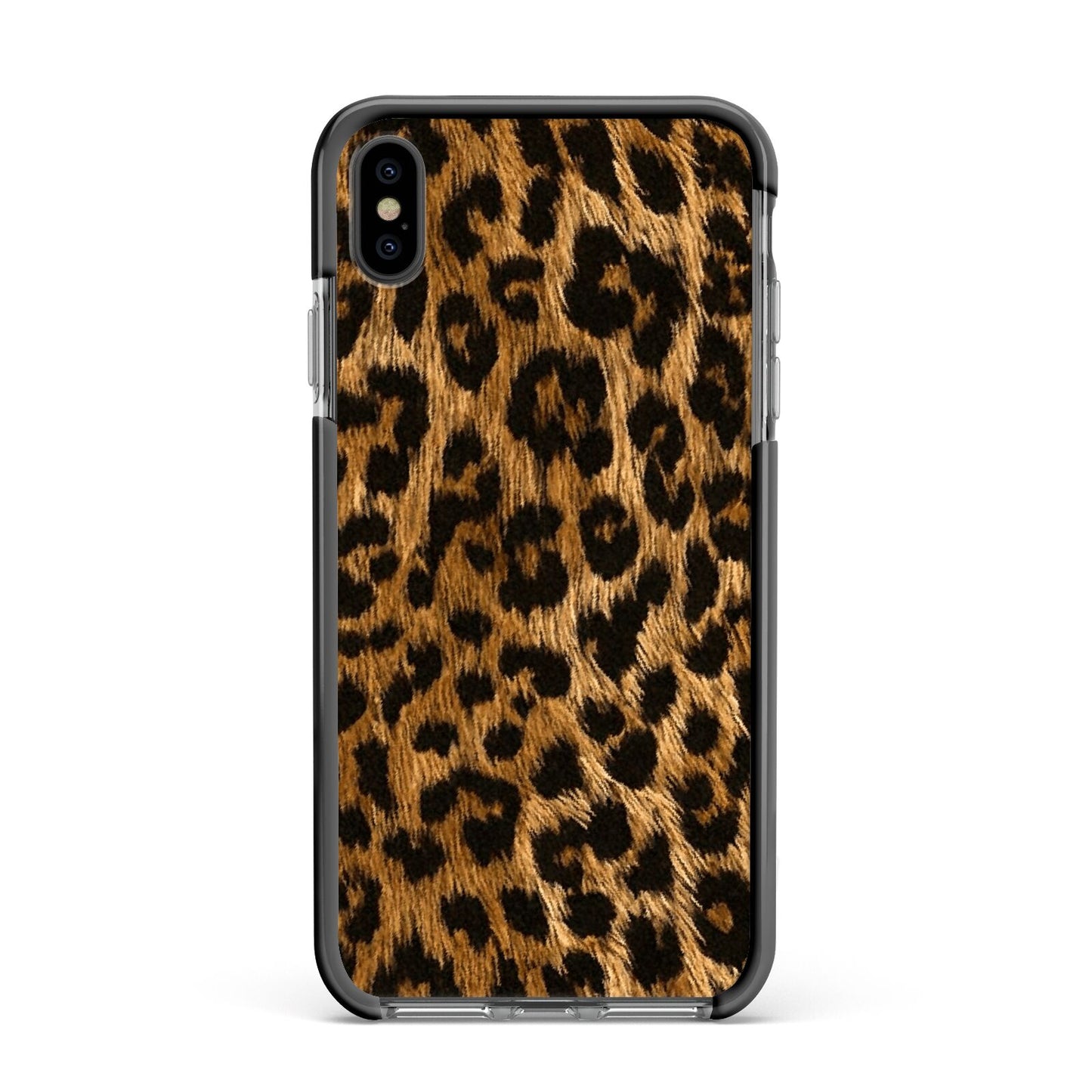 Wild Leopard Print Apple iPhone Xs Max Impact Case Black Edge on Black Phone