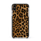 Wild Leopard Print Apple iPhone Xs Max Impact Case Black Edge on Silver Phone