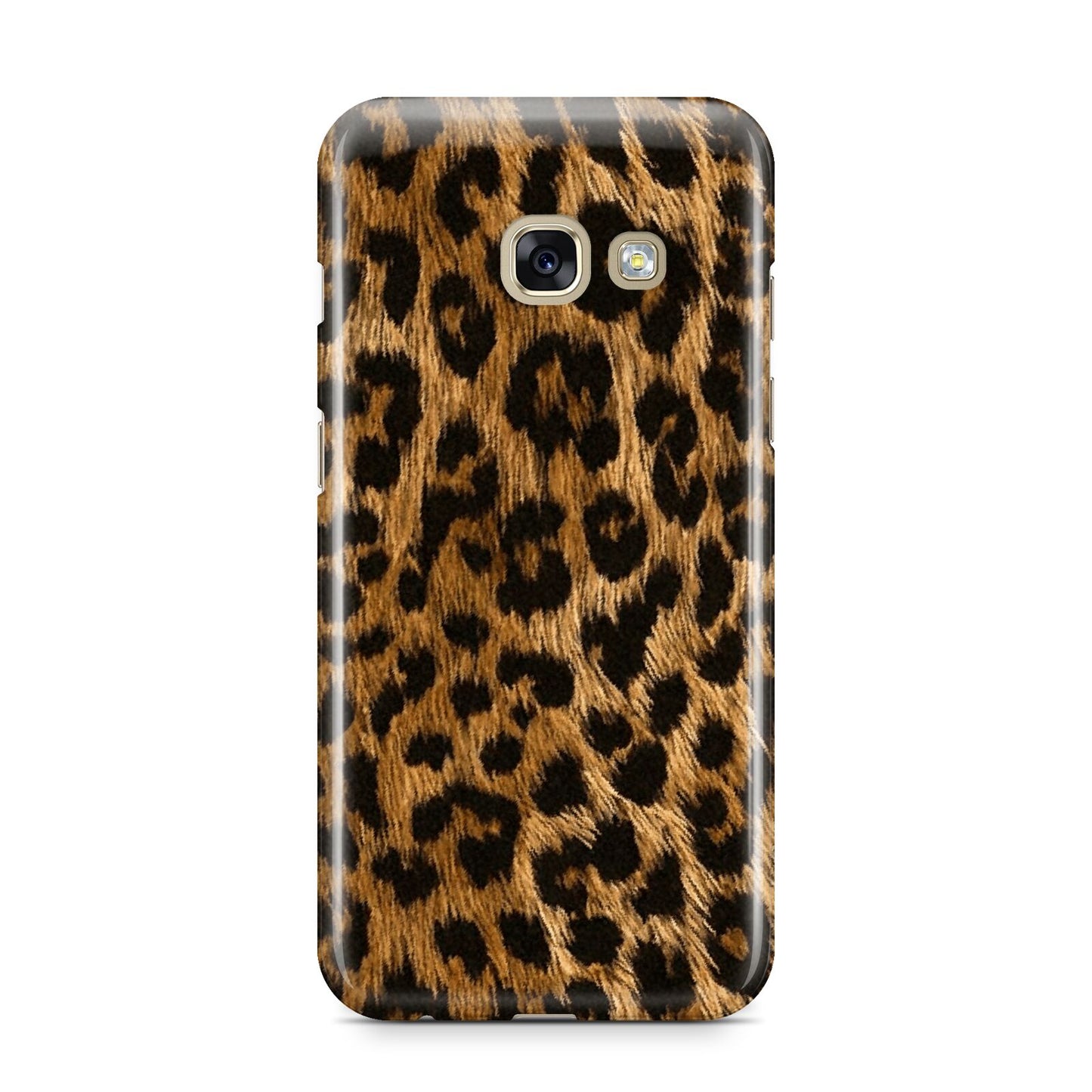 Wild Leopard Print Samsung Galaxy A3 2017 Case on gold phone