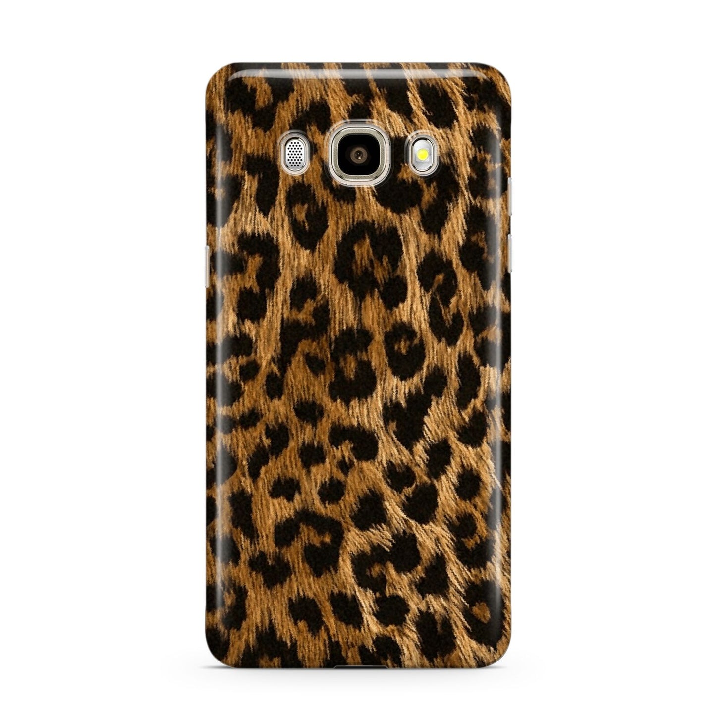 Wild Leopard Print Samsung Galaxy J7 2016 Case on gold phone