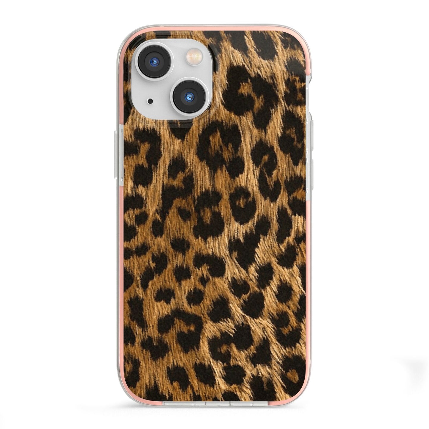 Wild Leopard Print iPhone 13 Mini TPU Impact Case with Pink Edges