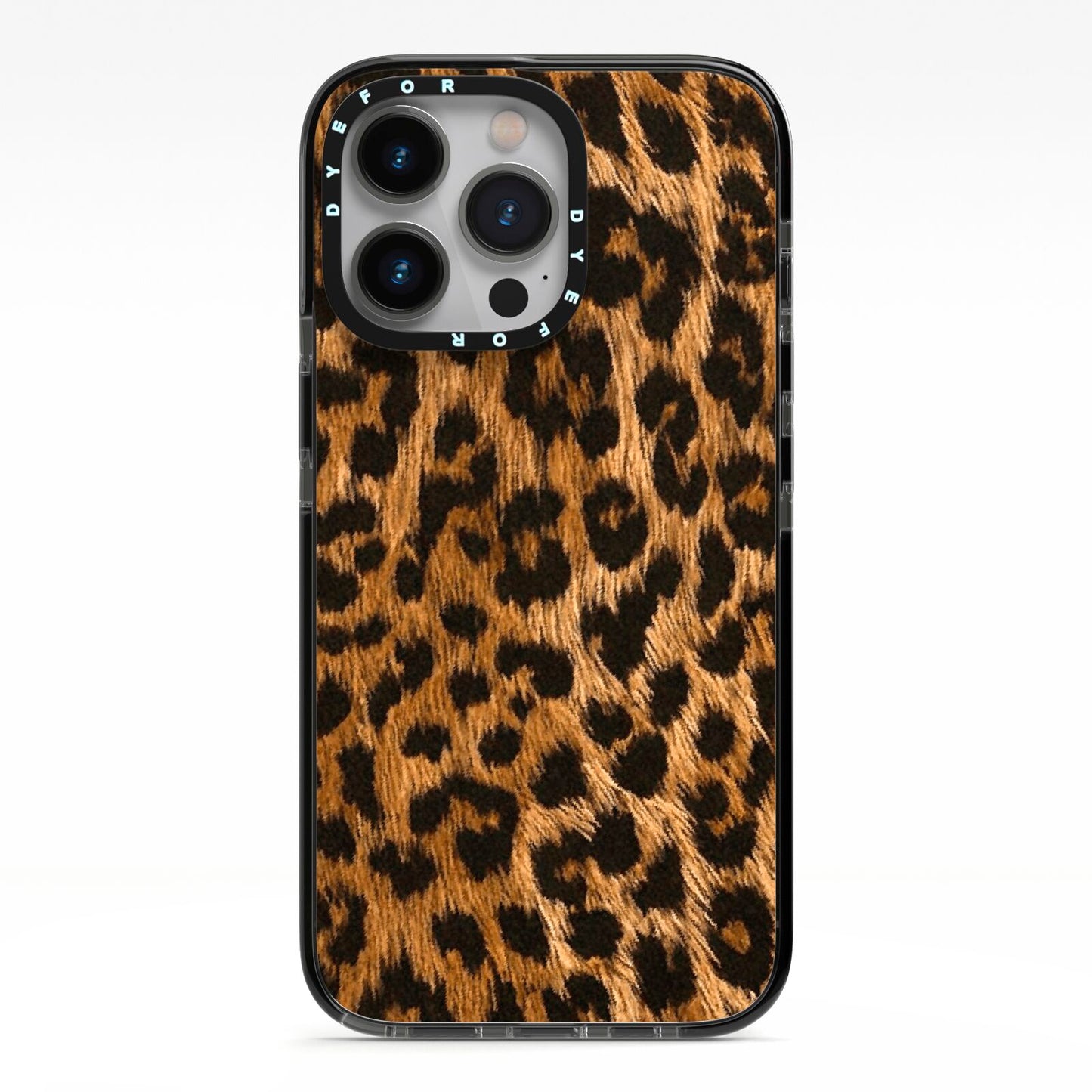 Wild Leopard Print iPhone 13 Pro Black Impact Case on Silver phone
