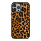 Wild Leopard Print iPhone 13 Pro Max Black Impact Case on Silver phone