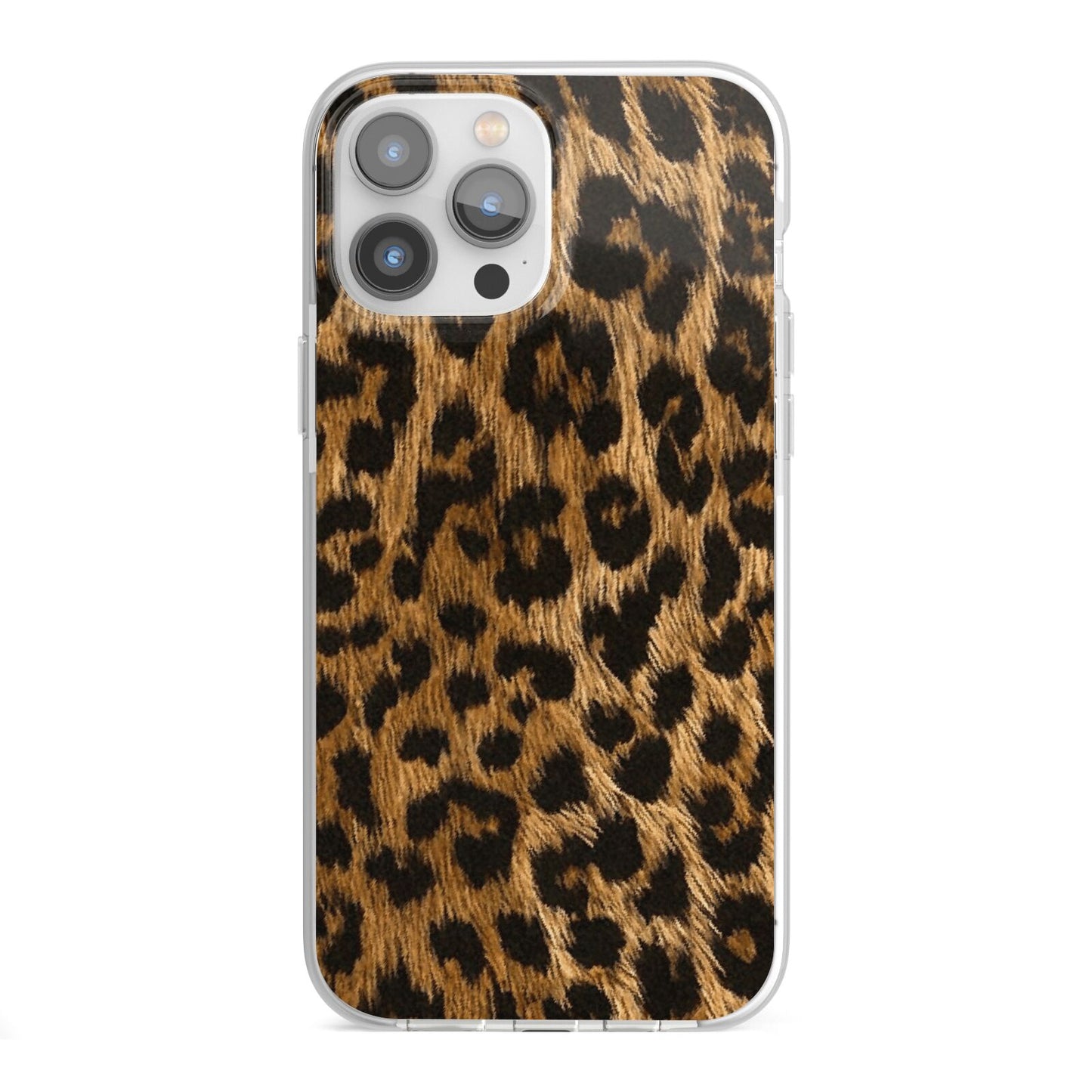 Wild Leopard Print iPhone 13 Pro Max TPU Impact Case with White Edges