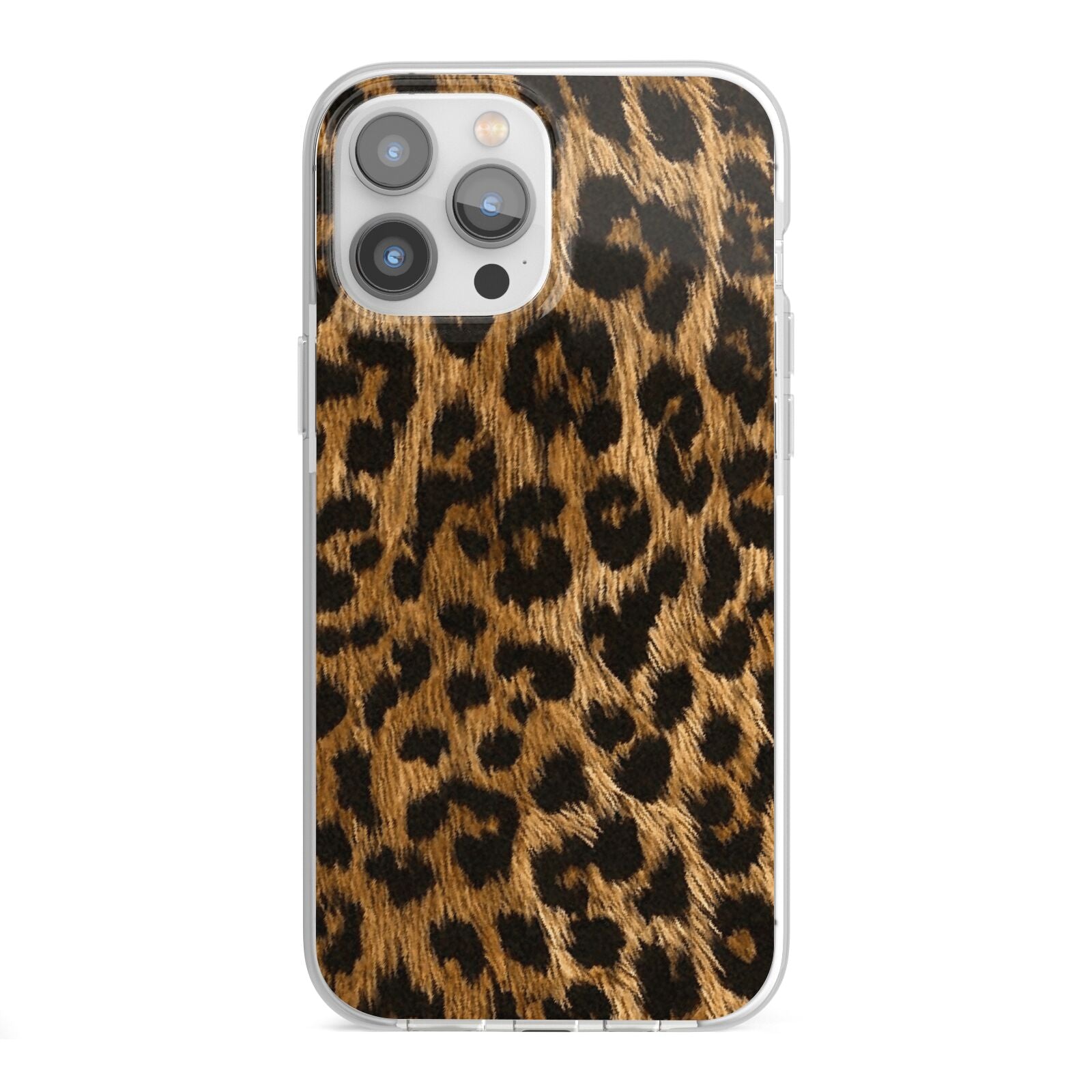 Wild Leopard Print iPhone 13 Pro Max TPU Impact Case with White Edges