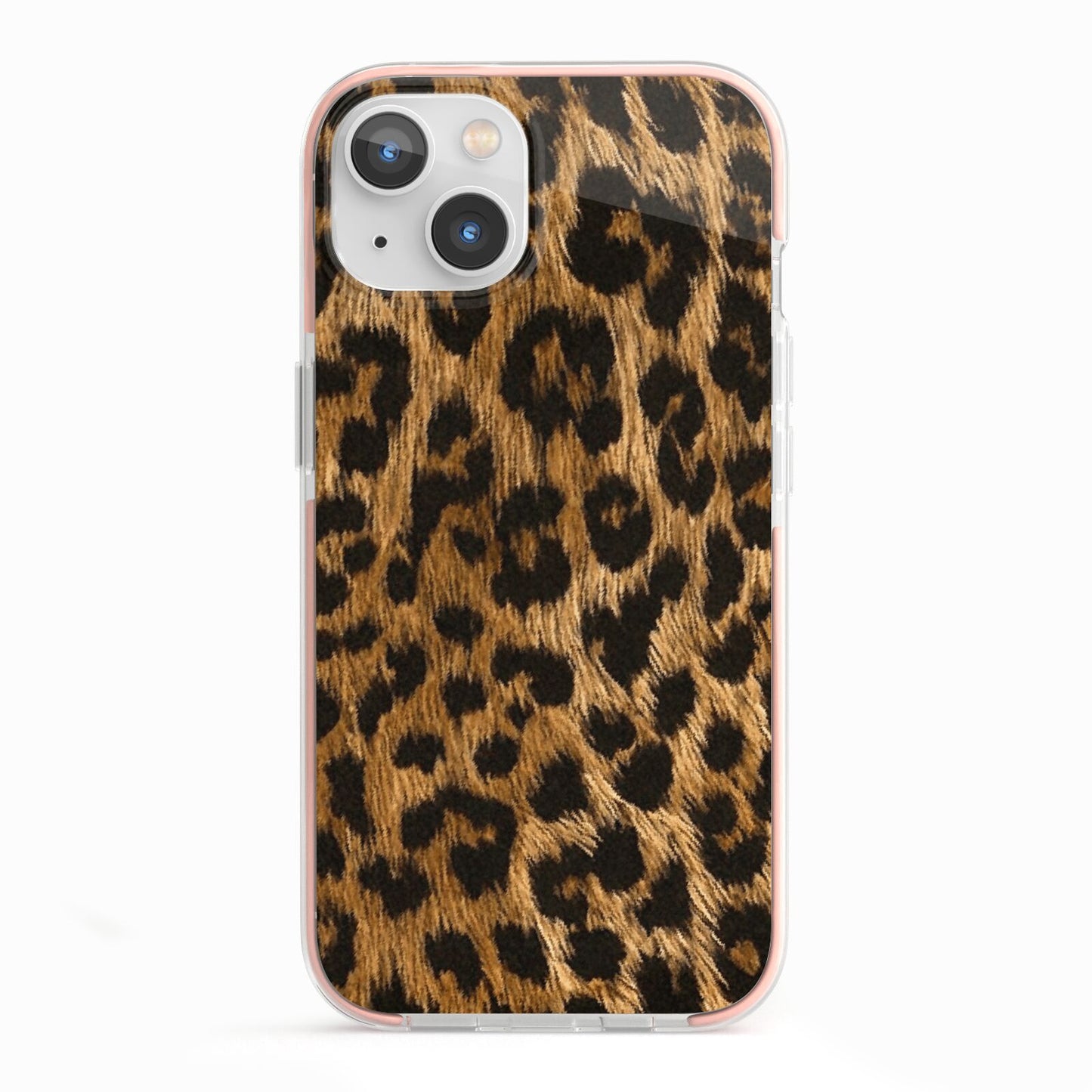 Wild Leopard Print iPhone 13 TPU Impact Case with Pink Edges