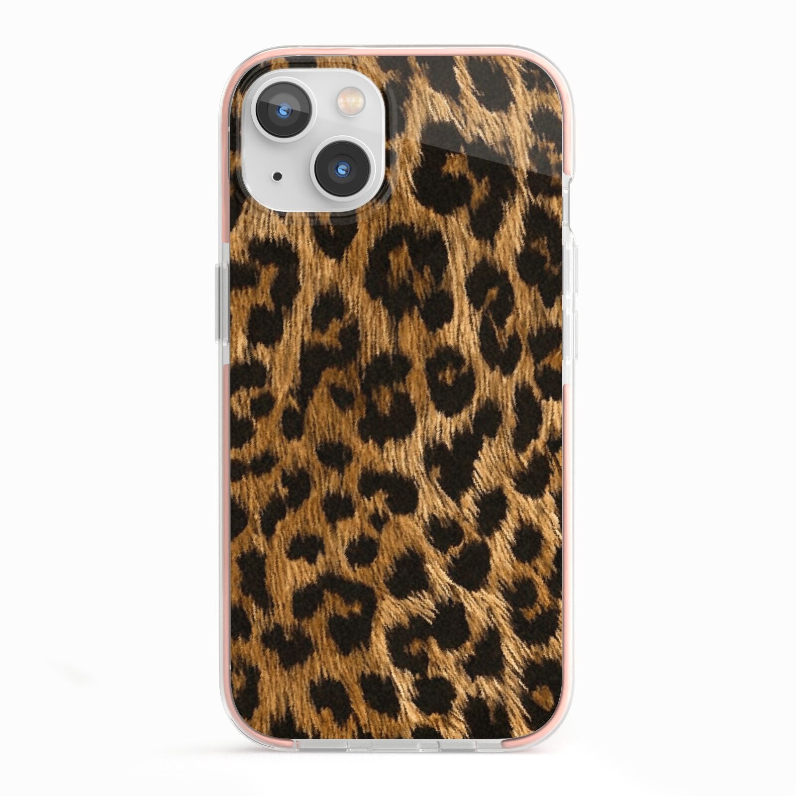 Wild Leopard Print iPhone 13 TPU Impact Case with Pink Edges
