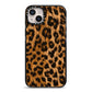 Wild Leopard Print iPhone 14 Plus Black Impact Case on Silver phone