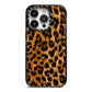 Wild Leopard Print iPhone 14 Pro Black Impact Case on Silver phone