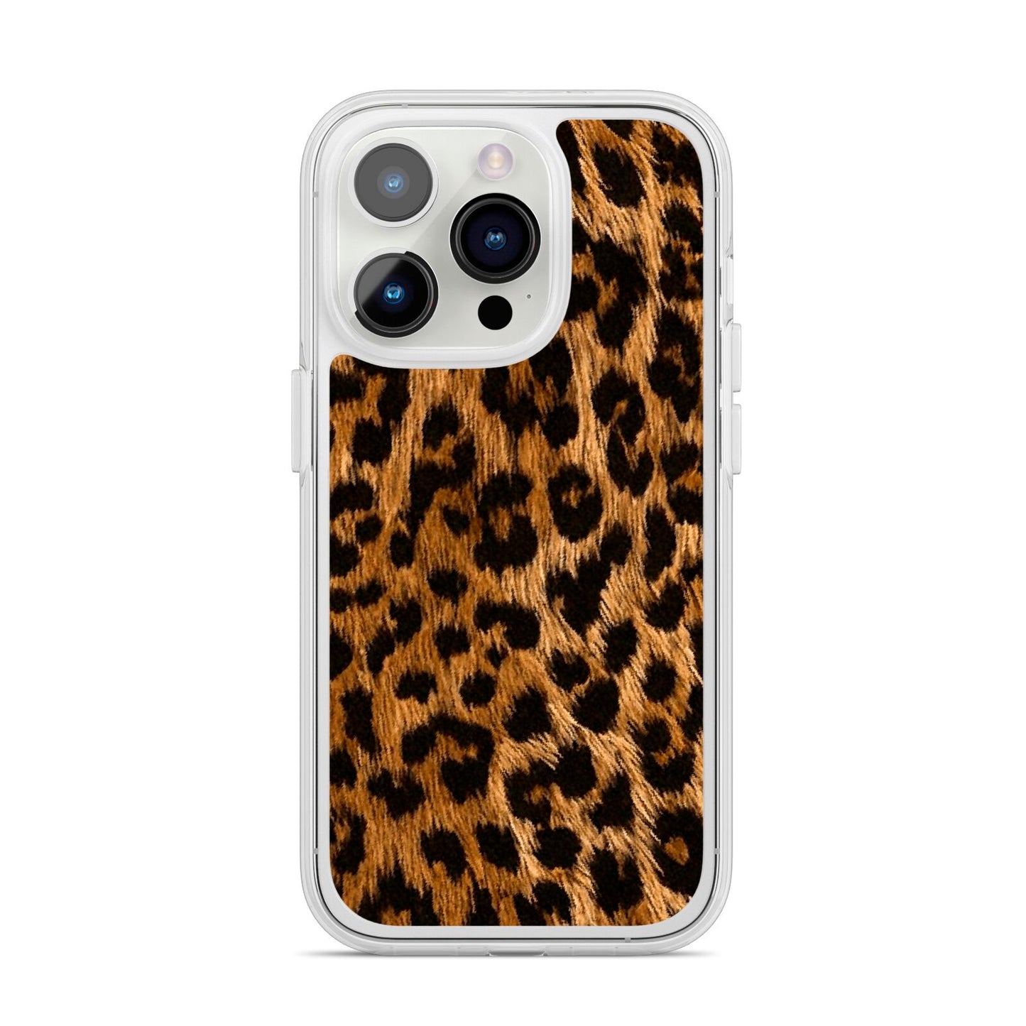 Wild Leopard Print iPhone 14 Pro Clear Tough Case Silver