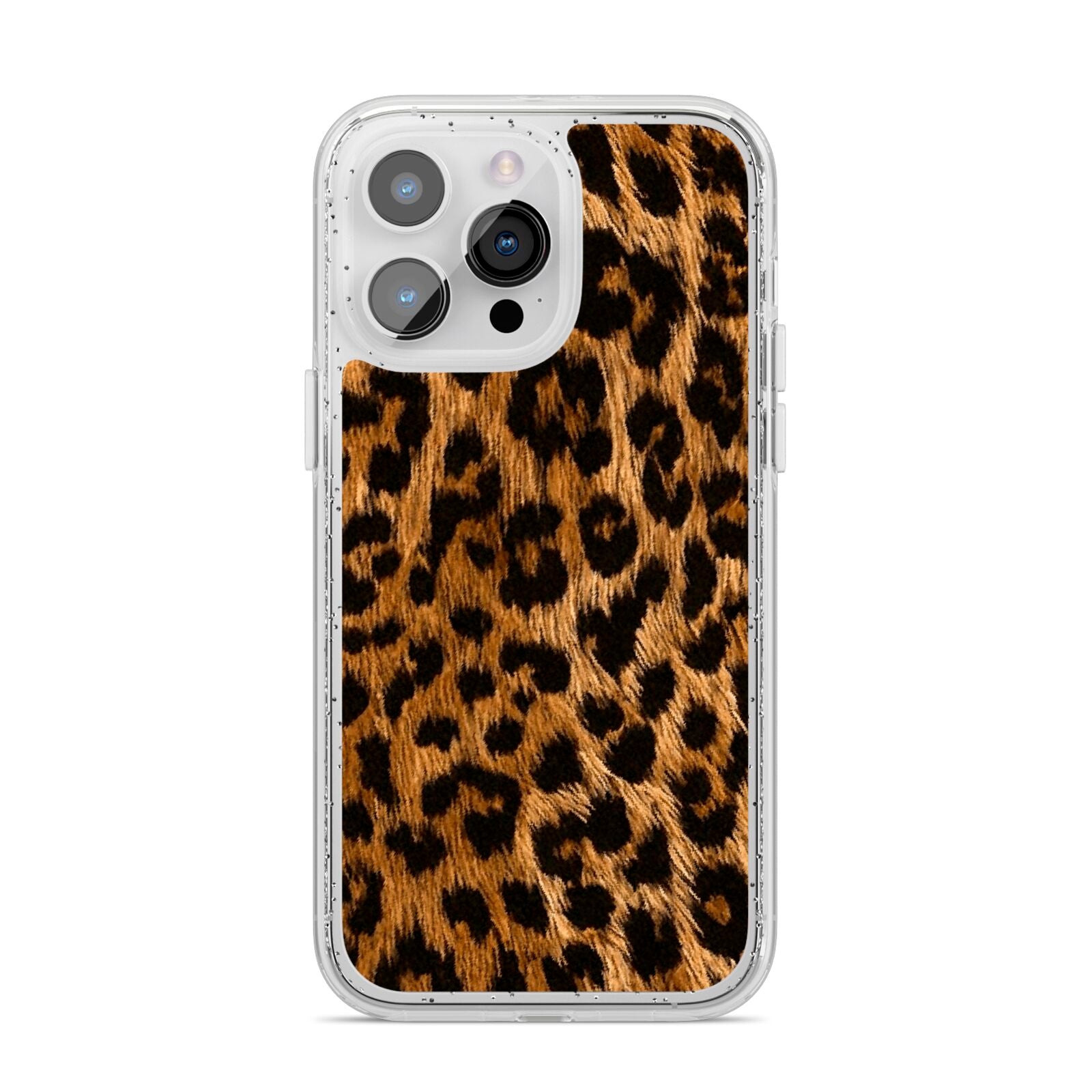 Wild Leopard Print iPhone 14 Pro Max Glitter Tough Case Silver
