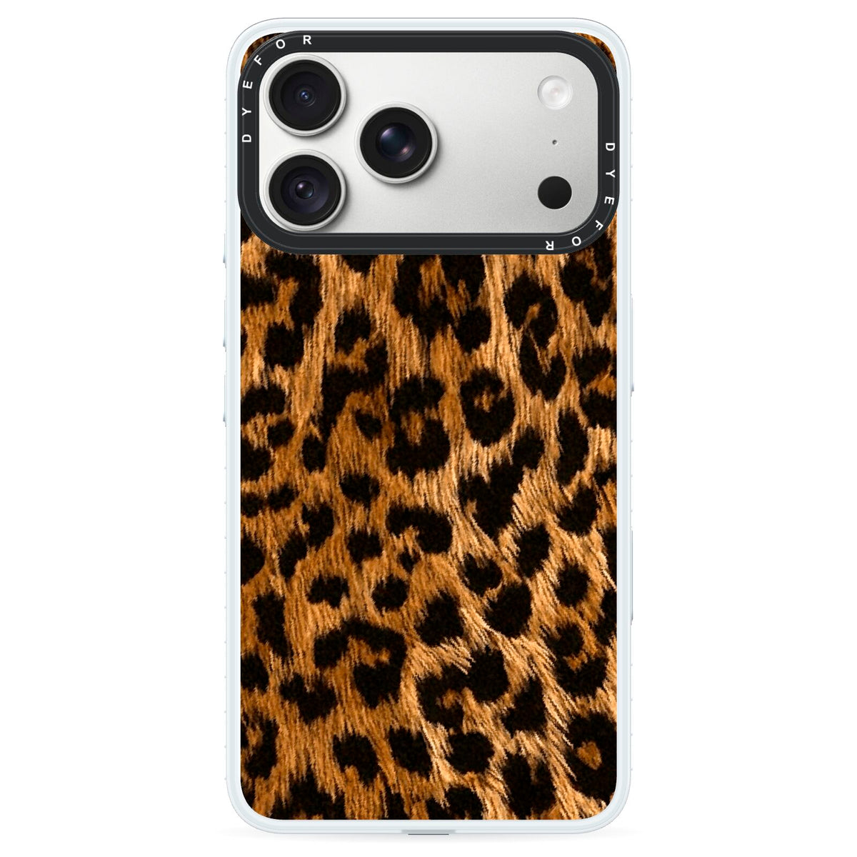 Wild Leopard Print iPhone 18 Pro Max Black Impact Pre order Case on Silver phone