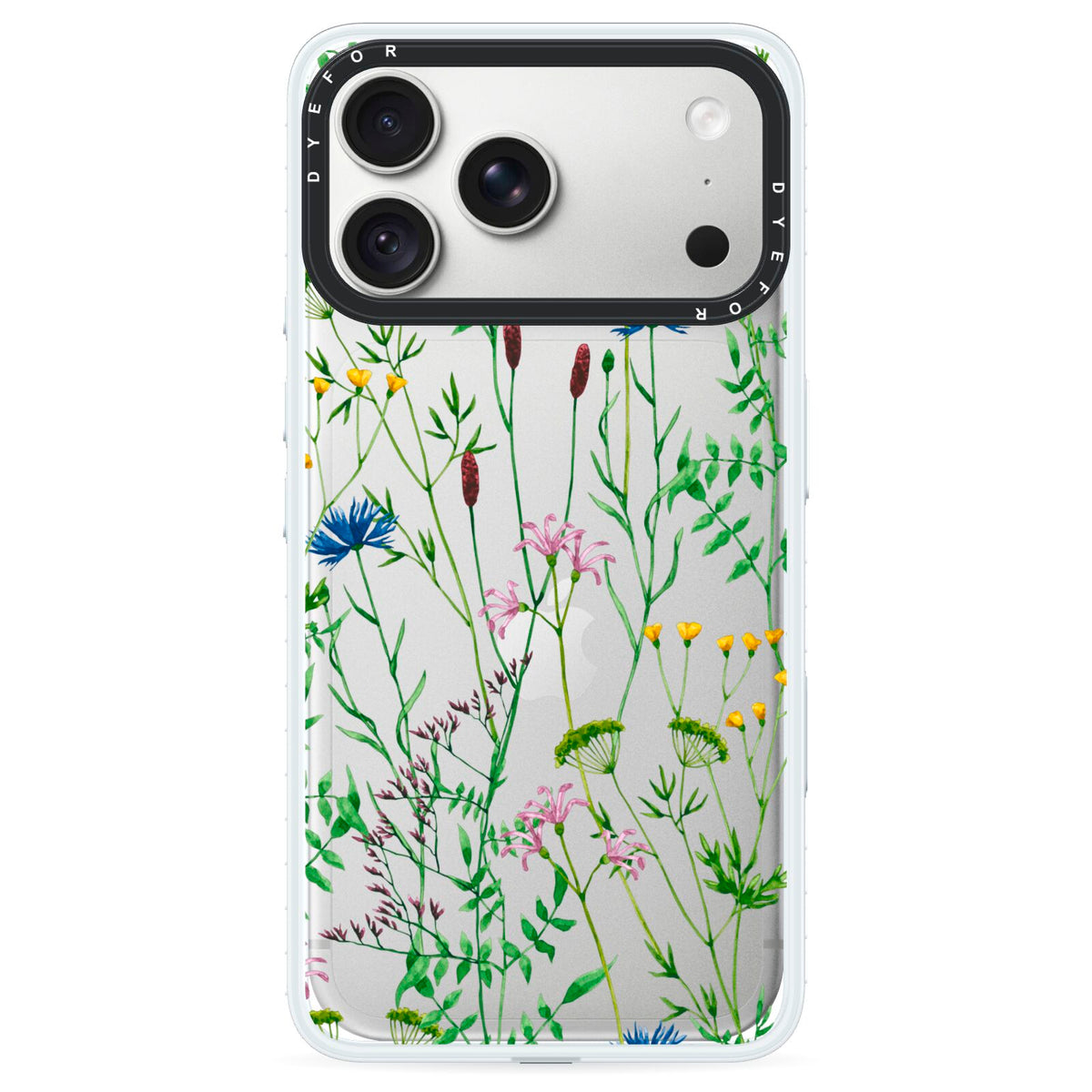 Wildflowers iPhone 18 Pro Black Impact Pre order Case on Silver phone