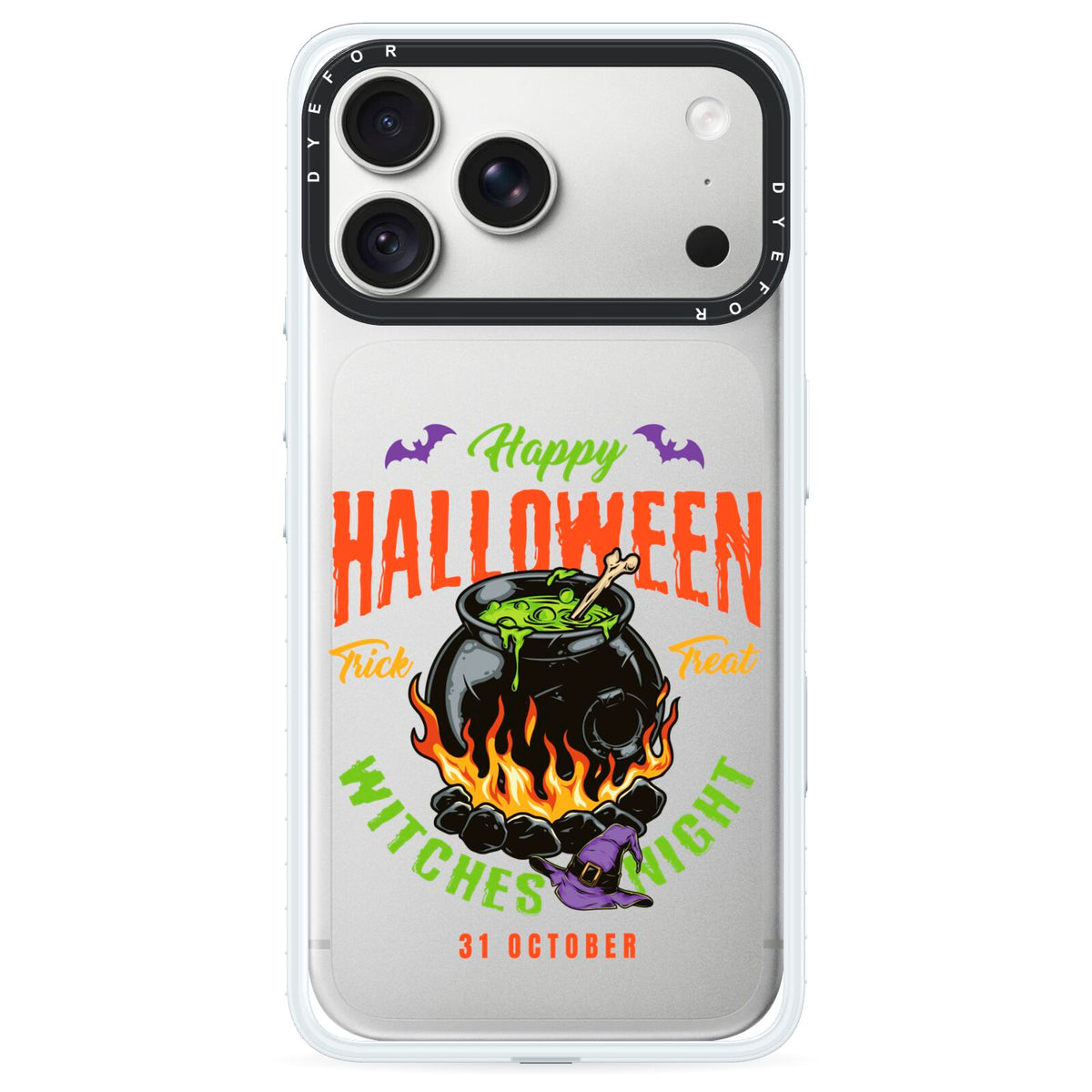 Witch Cauldron iPhone 18 Pro Black Impact Pre order Case on Silver phone