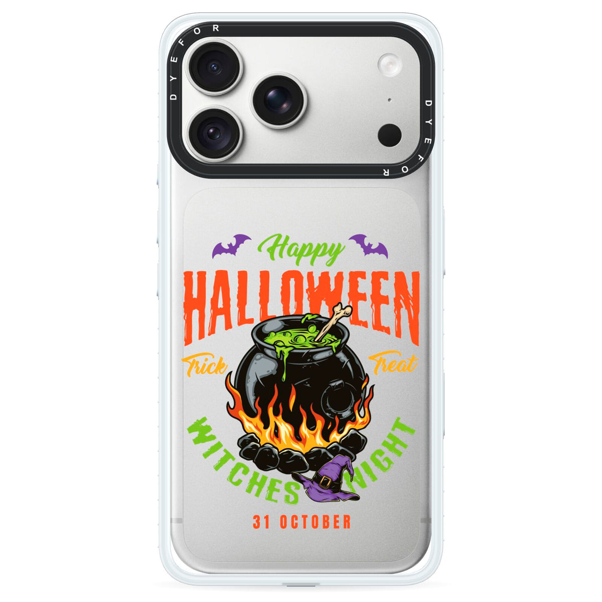 Witch Cauldron iPhone 18 Pro Max Black Impact Pre order Case on Silver phone