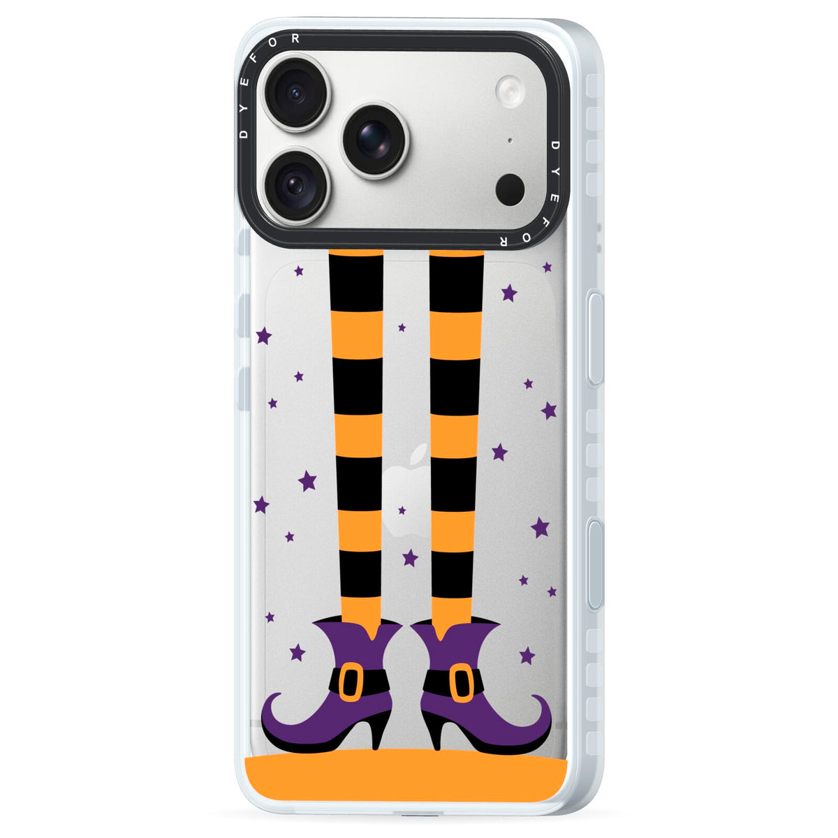 Witch Legs iPhone 18 Pro Black Impact Pre order Case Side Angle on Silver phone