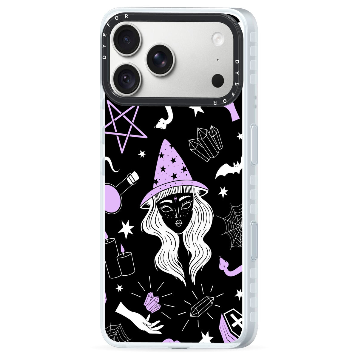 Witch iPhone 18 Pro Max Black Impact Pre order Case Side Angle on Silver phone