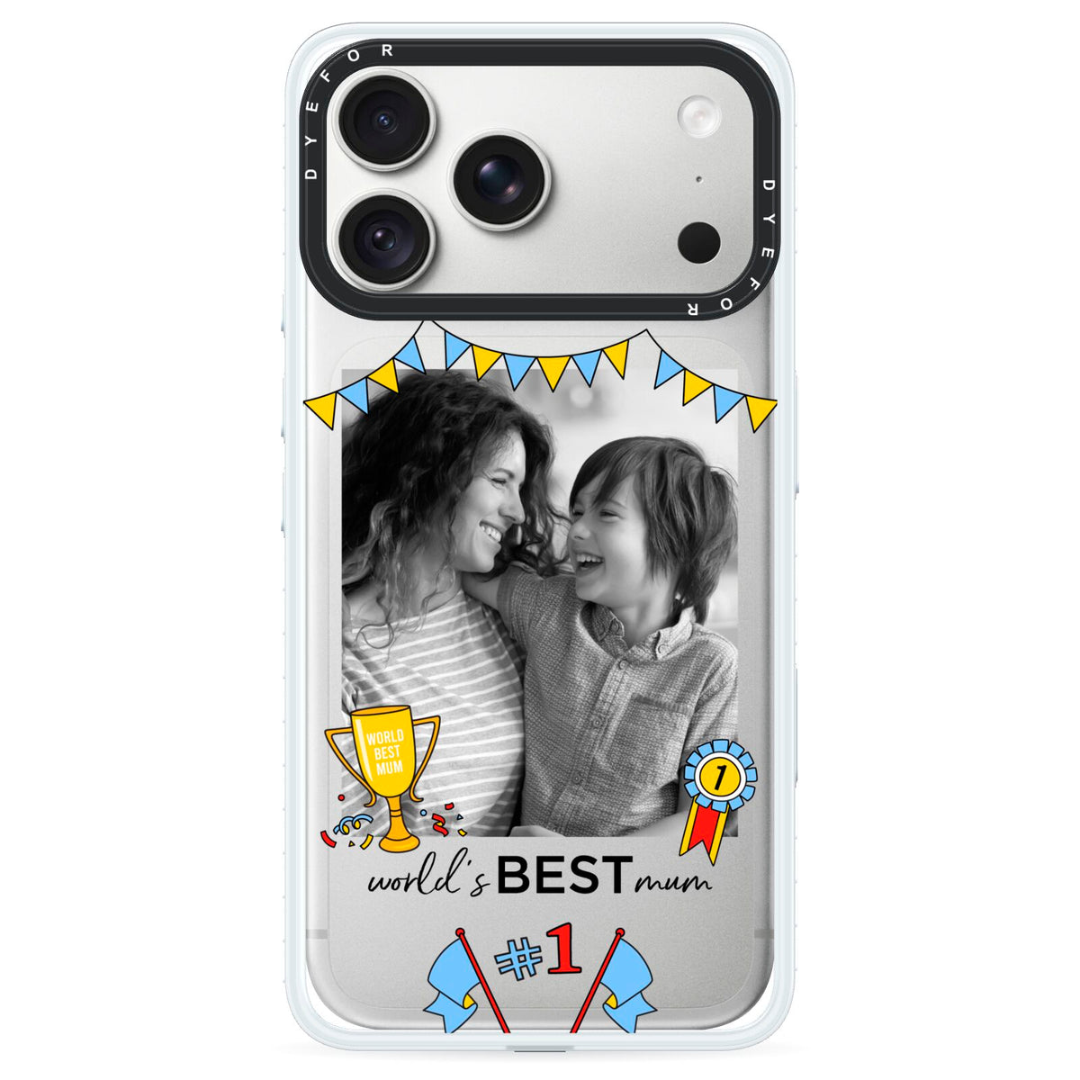 Worlds Best Mum iPhone 18 Pro Max Black Impact Pre order Case on Silver phone