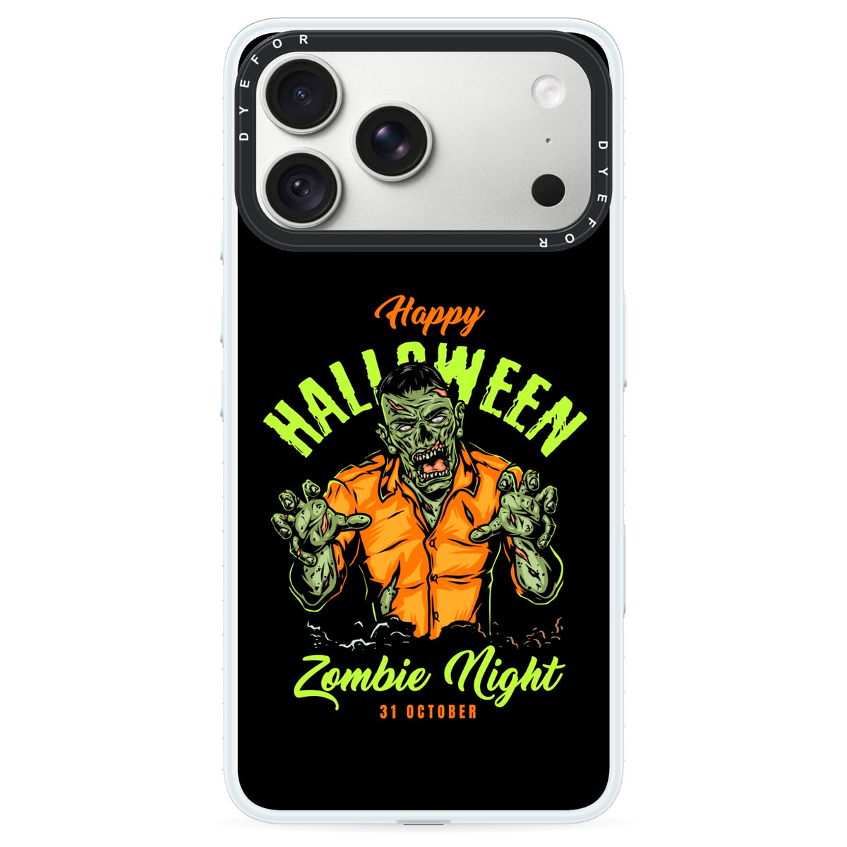 Zombie iPhone 18 Pro Max Black Impact Pre order Case on Silver phone