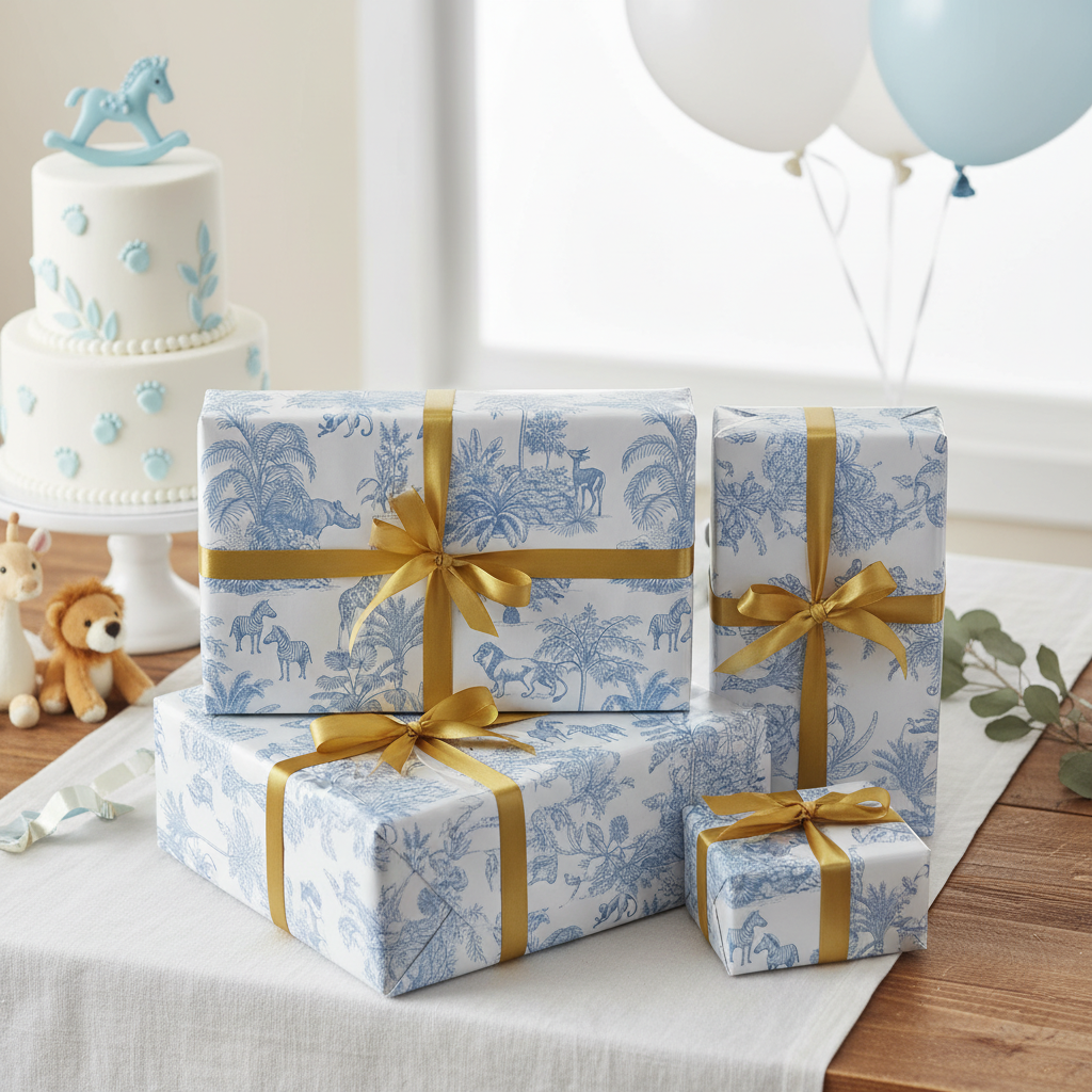Baby Safari Toile Chinoiserie Toile de Jouy Wrapping Paper