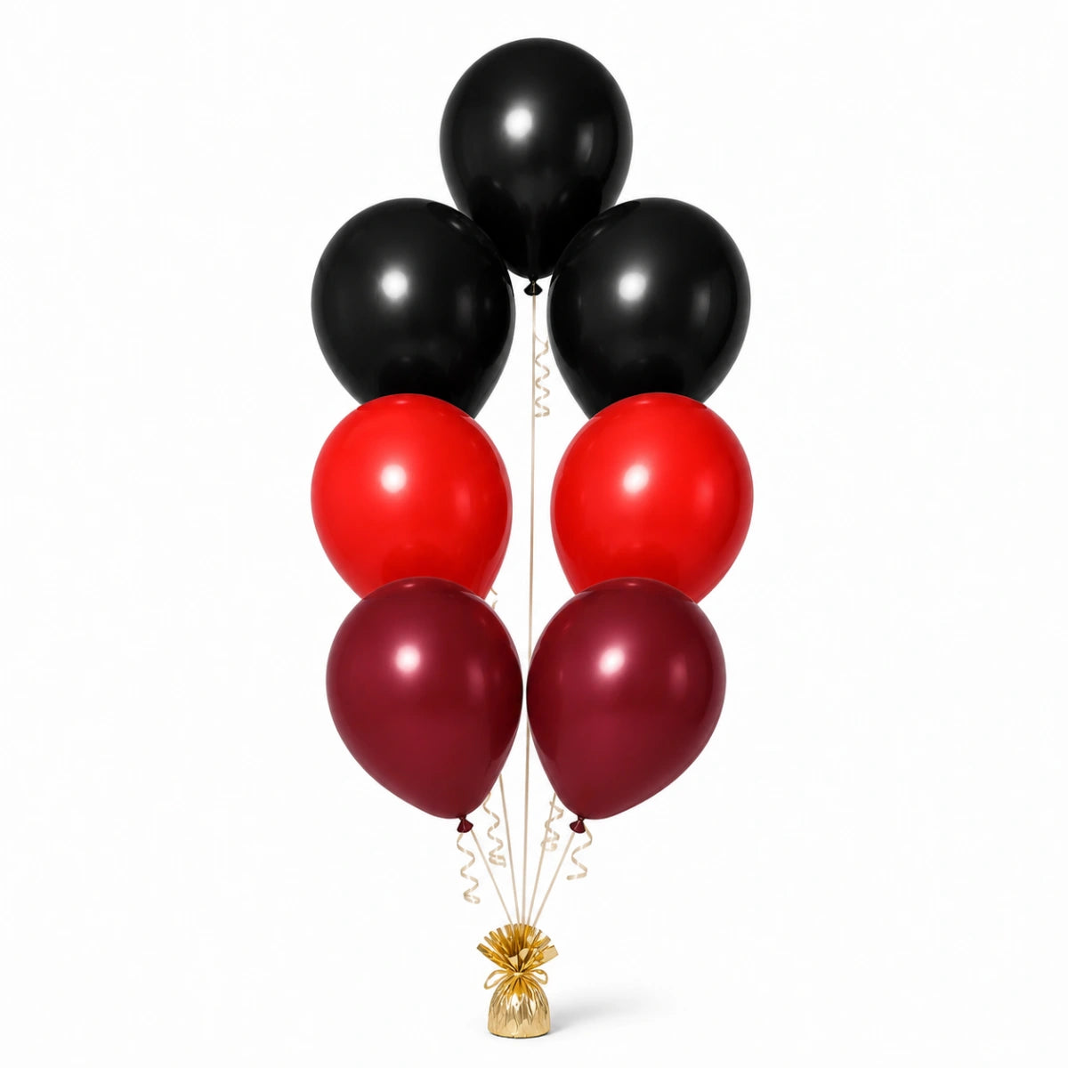 Black, Red & Merlot Balloon Bunch - photorealistic coordinated seven-balloon bunch