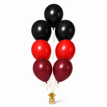 Black, Red & Merlot Balloon Bunch - photorealistic coordinated seven-balloon bunch