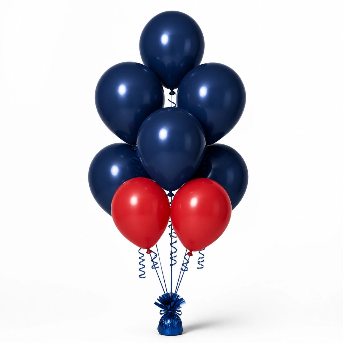 Navy & Red Balloon Bunch - photorealistic coordinated seven-balloon bunch