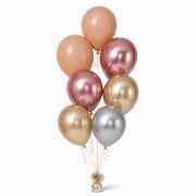 Nude, Rose Gold, Champagne & Silver Balloon Bunch - photorealistic coordinated seven-balloon bunch