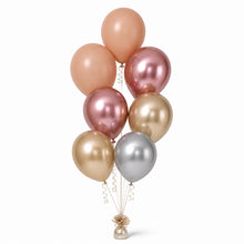 Nude, Rose Gold, Champagne & Silver Balloon Bunch - photorealistic coordinated seven-balloon bunch