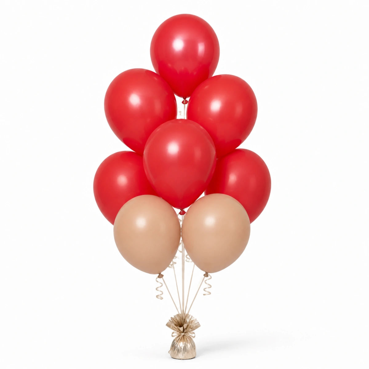 Red & Nude Balloon Bunch - photorealistic coordinated seven-balloon bunch