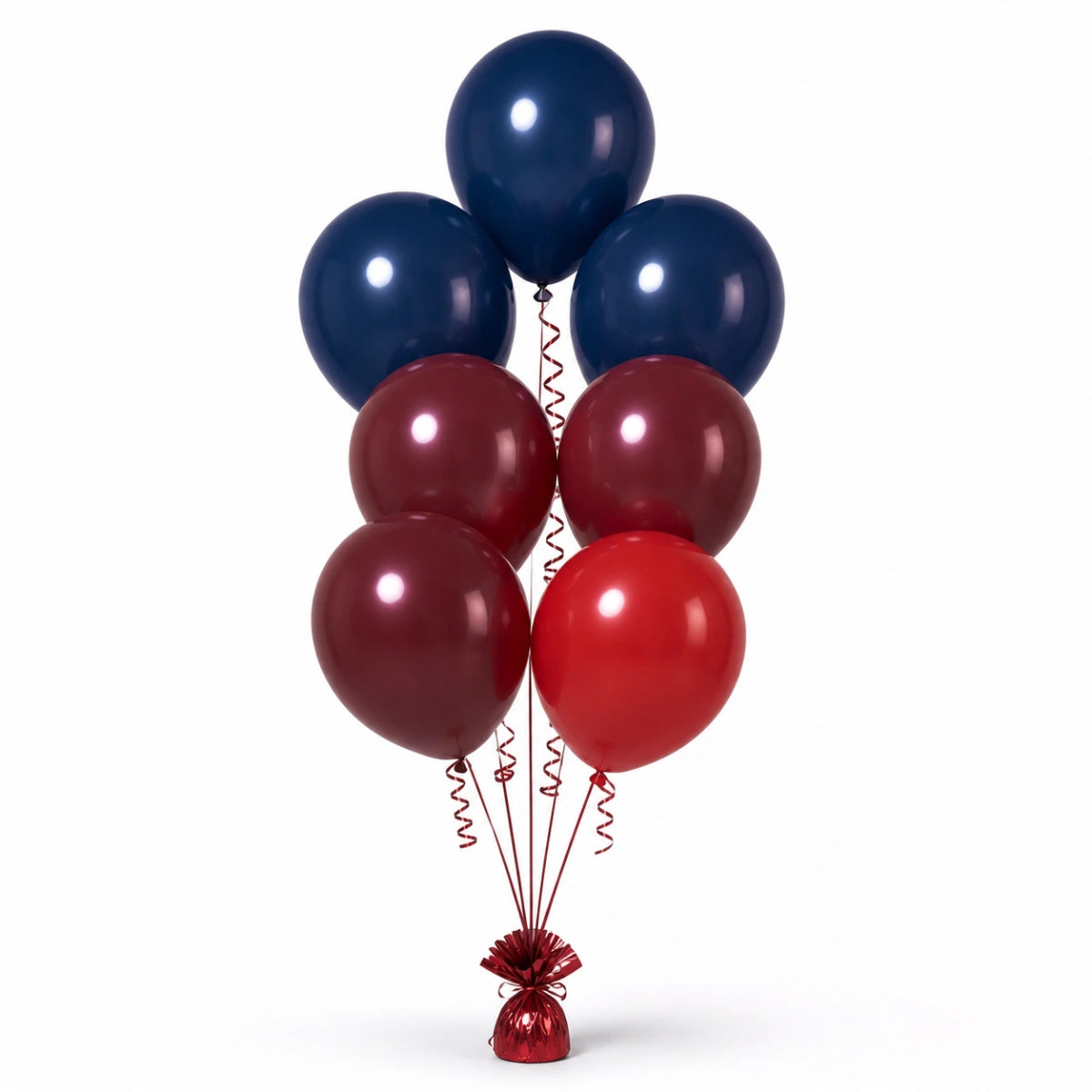 Navy, Merlot & Red Balloon Bunch - photorealistic coordinated seven-balloon bunch