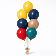 Yellow, Navy, Nude, Red & Deep Teal Balloon Bunch - photorealistic coordinated seven-balloon bunch