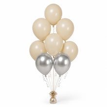 Warm Sand & Silver Balloon Bunch - photorealistic coordinated seven-balloon bunch