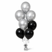 Silver & Black Balloon Bunch (4/3 mix) - photorealistic coordinated seven-balloon bunch