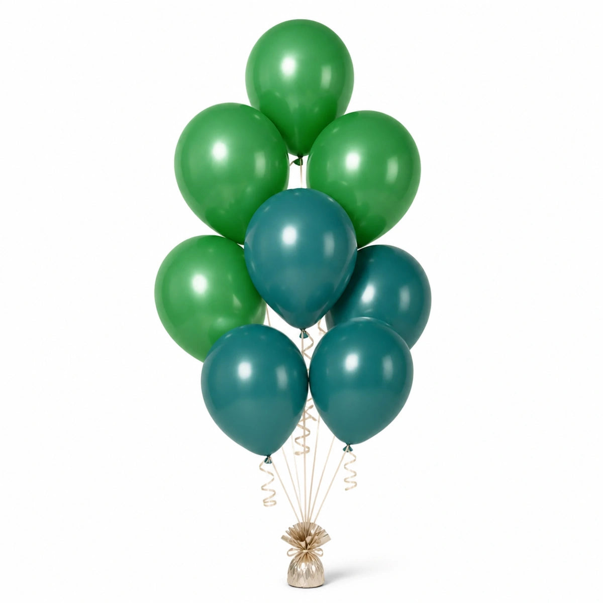 Shamrock Green & Deep Teal Balloon Bunch - photorealistic coordinated seven-balloon bunch
