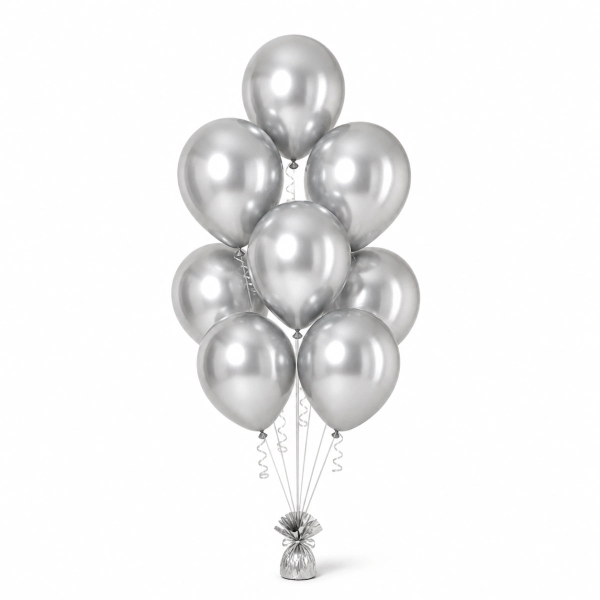 Silver Balloon Bunch - photorealistic coordinated seven-balloon bunch