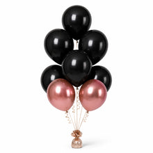 Black & Rose Gold Balloon Bunch - photorealistic coordinated seven-balloon bunch