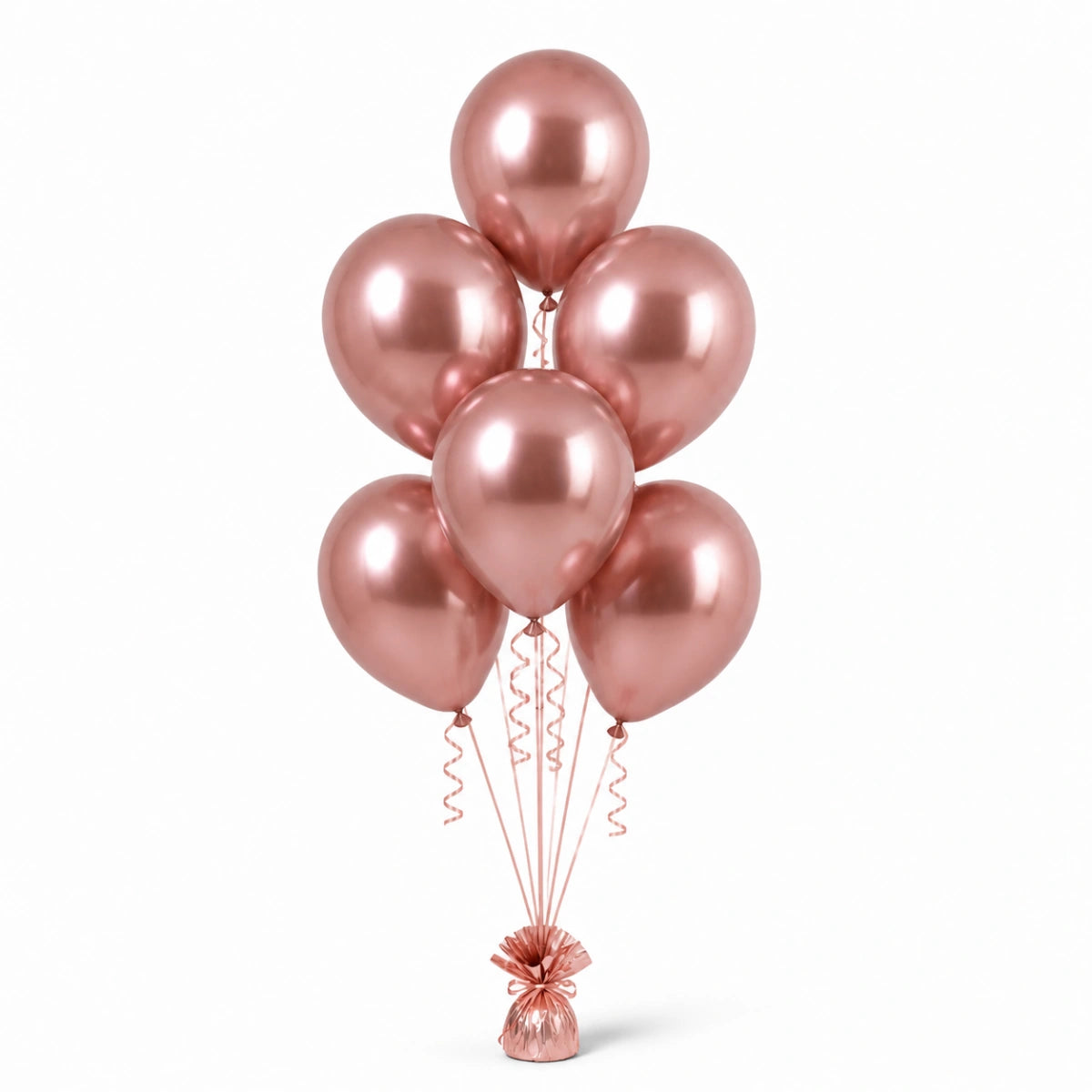 Rose Gold Balloon Bunch - photorealistic coordinated seven-balloon bunch