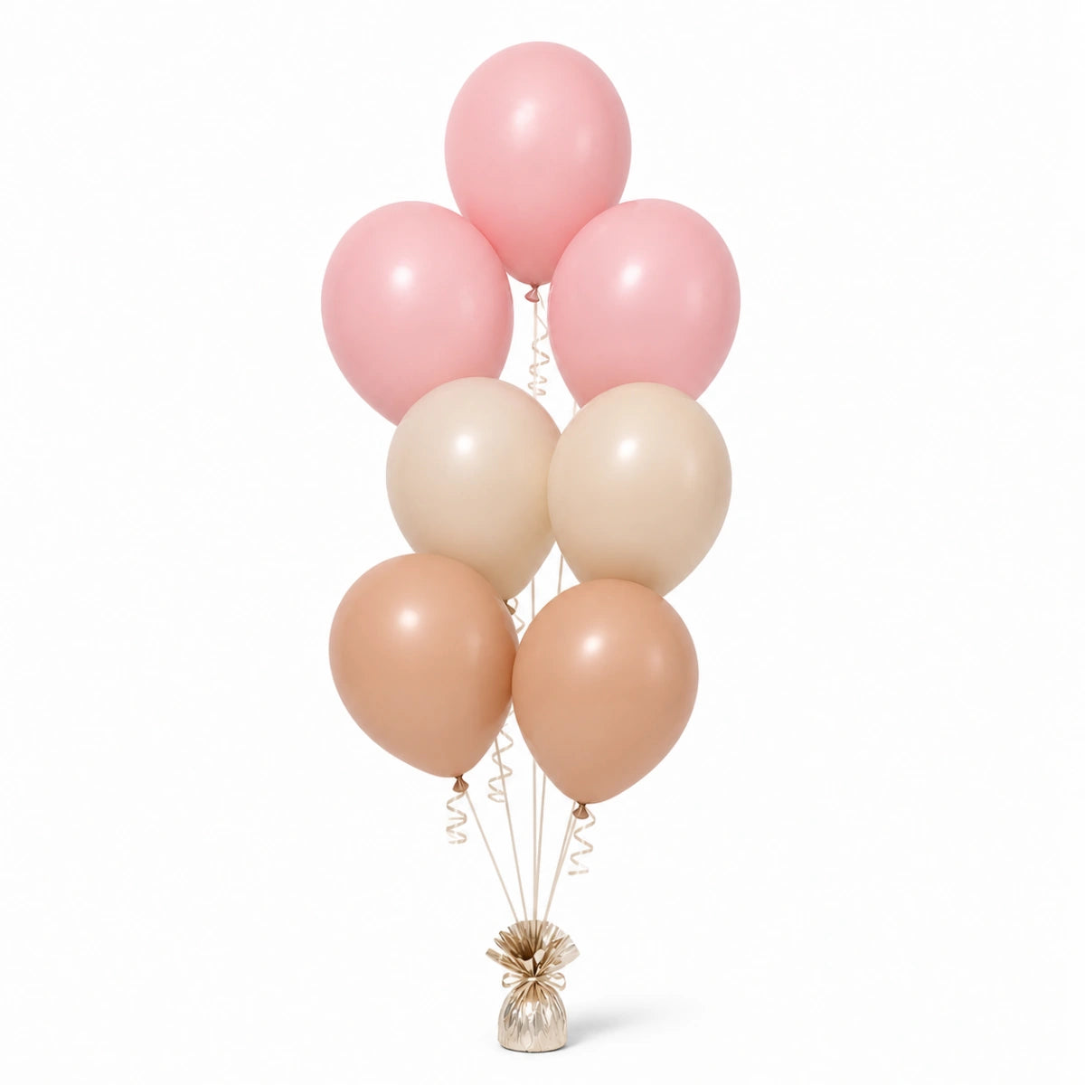 Blush Pink, Warm Sand & Nude Balloon Bunch - photorealistic coordinated seven-balloon bunch