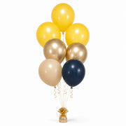 Yellow, Champagne, Warm Sand & Navy Balloon Bunch - photorealistic coordinated seven-balloon bunch