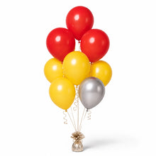 Red, Yellow & Silver Balloon Bunch - photorealistic coordinated seven-balloon bunch